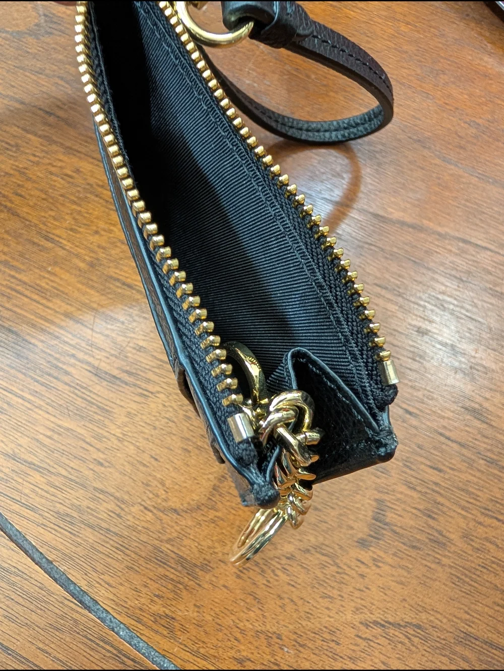 NWOT Italian Pebbled Cow Leather Black Card Case Wristlet 3